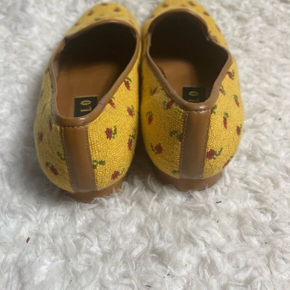 Zalo Vintage Zalo Yellow & Red Rose Needlepoint sleep on  Flats size 10 - Picture 6 of 13
